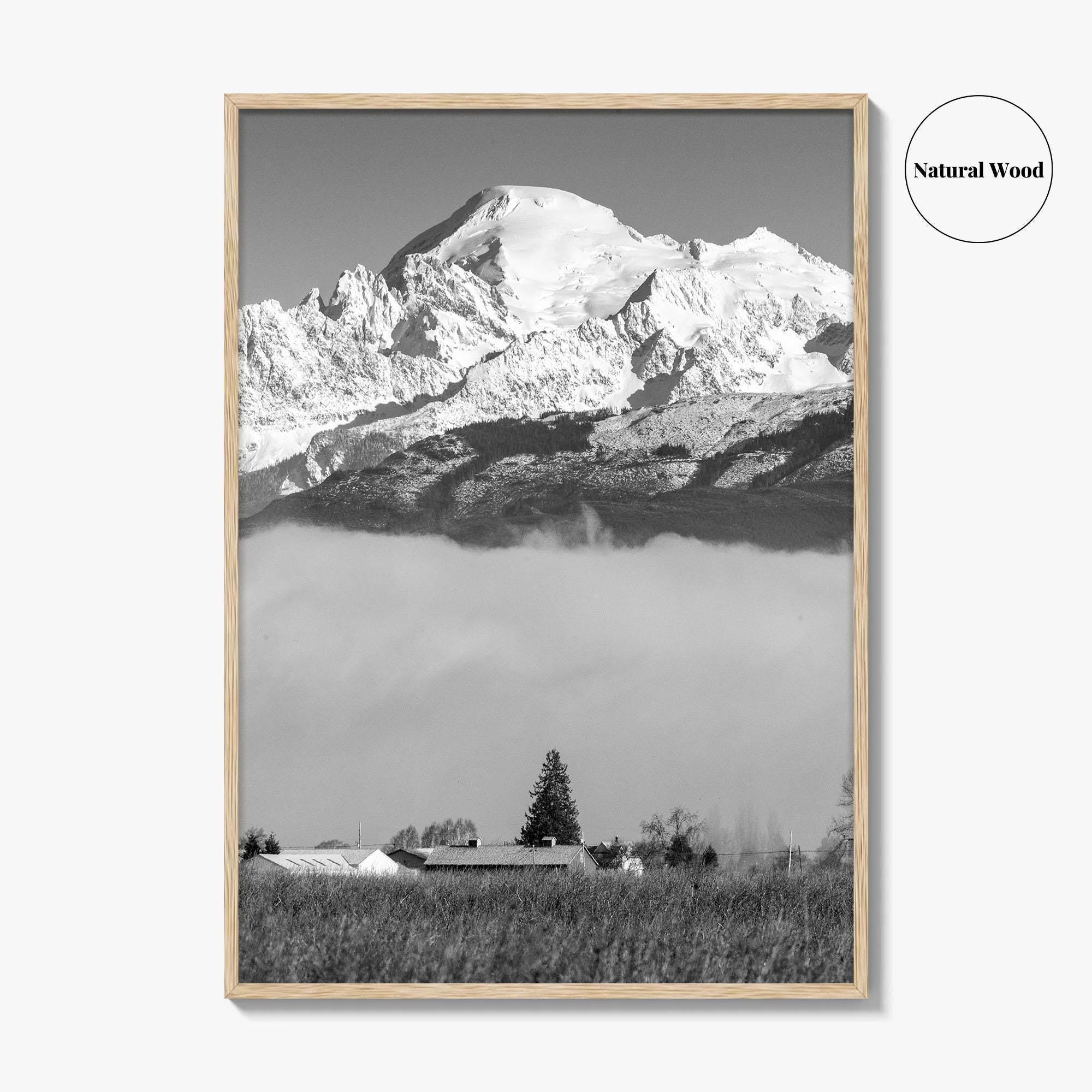 Mount Baker Black and White Fine Art Photo Print, North Cascades Washington Poster