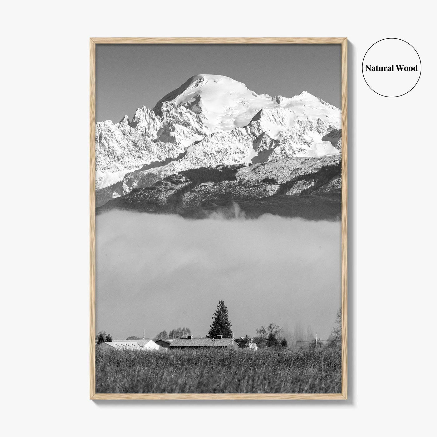 Mount Baker Black and White Fine Art Photo Print, North Cascades Washington Poster