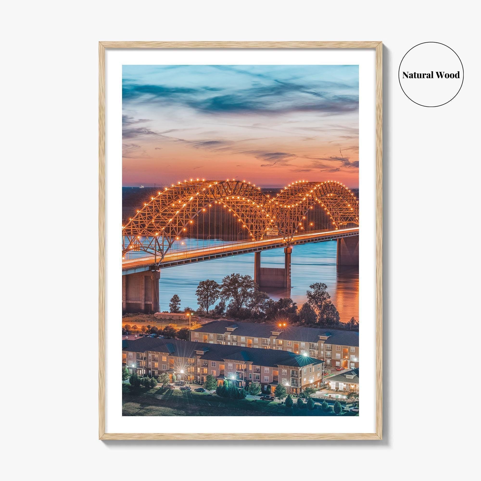 Memphis Fine Art Photo Print, Tennessee USA, Hernando de Soto Bridge, Wall Decor Poster