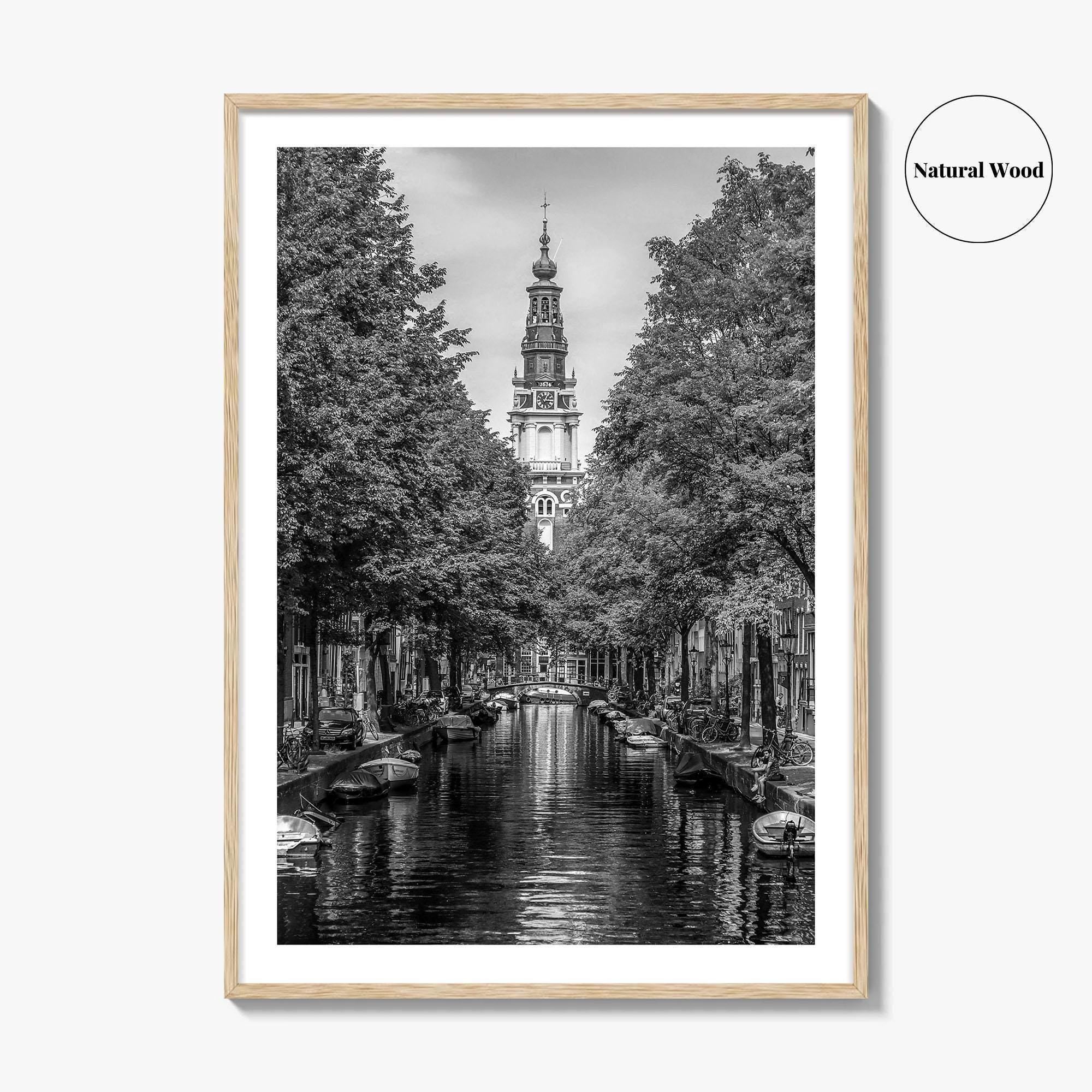 Amsterdam Black and White Fine Art Photo Print, Canals, Netherlands Holland Wall Decor Poster