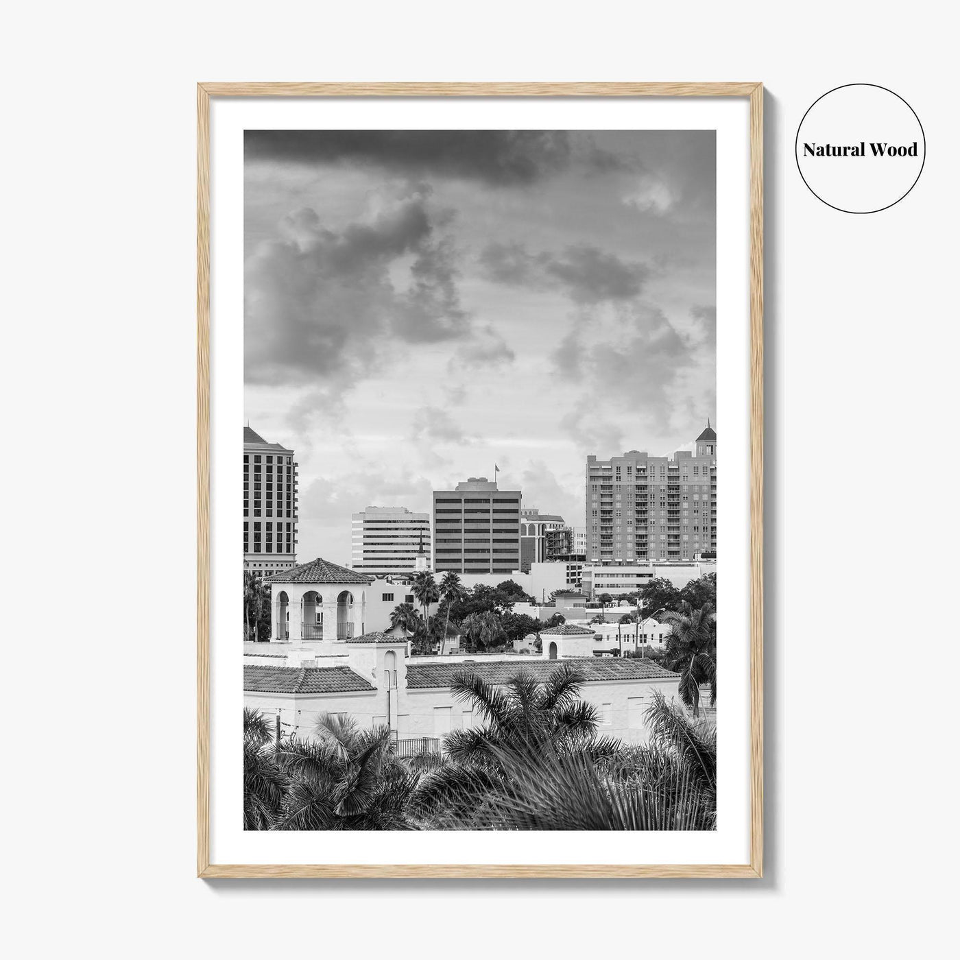 Sarasota Skyline Black and White Fine Art Photo Print, Florida Wall Decor, USA Poster