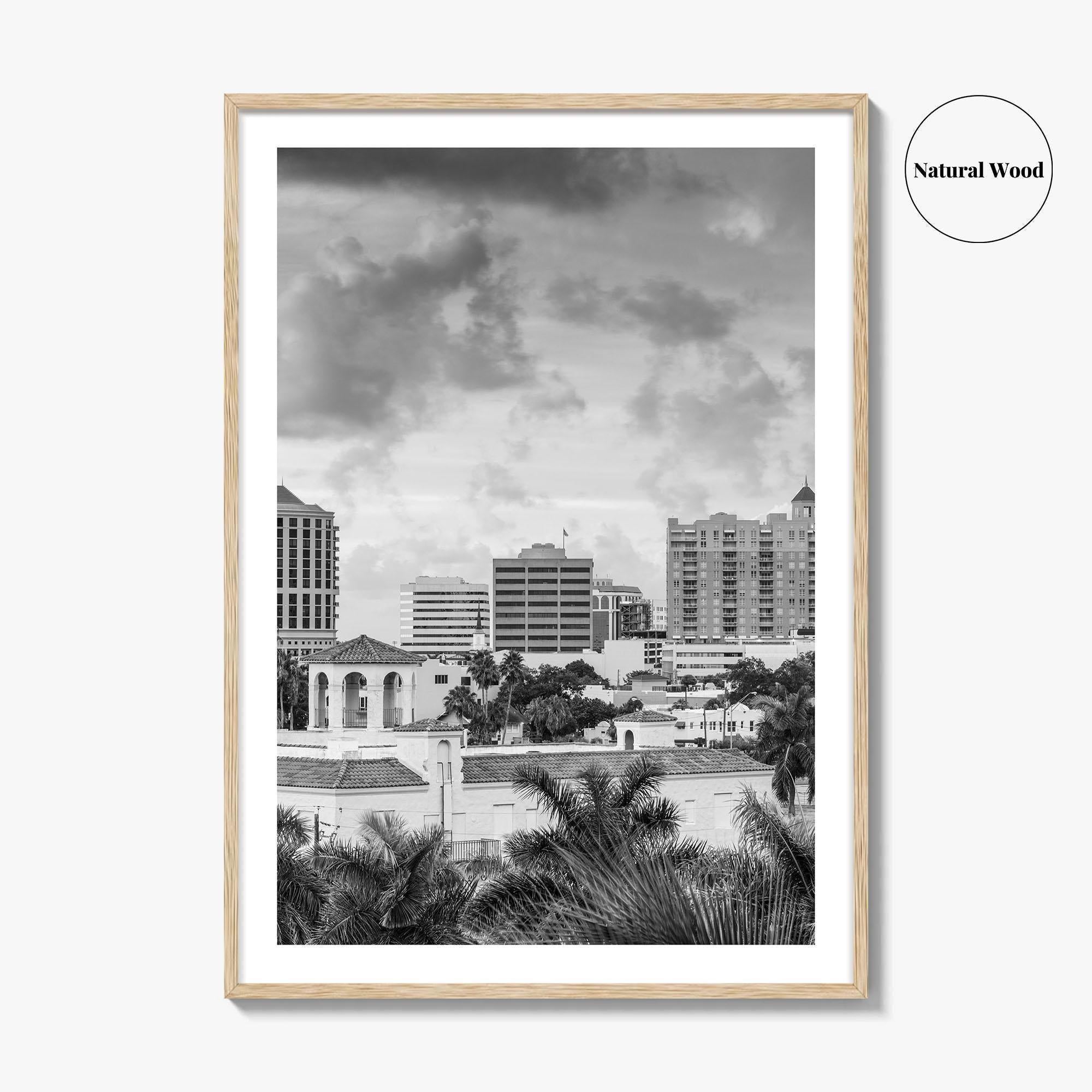 Sarasota Skyline Black and White Fine Art Photo Print, Florida Wall Decor, USA Poster