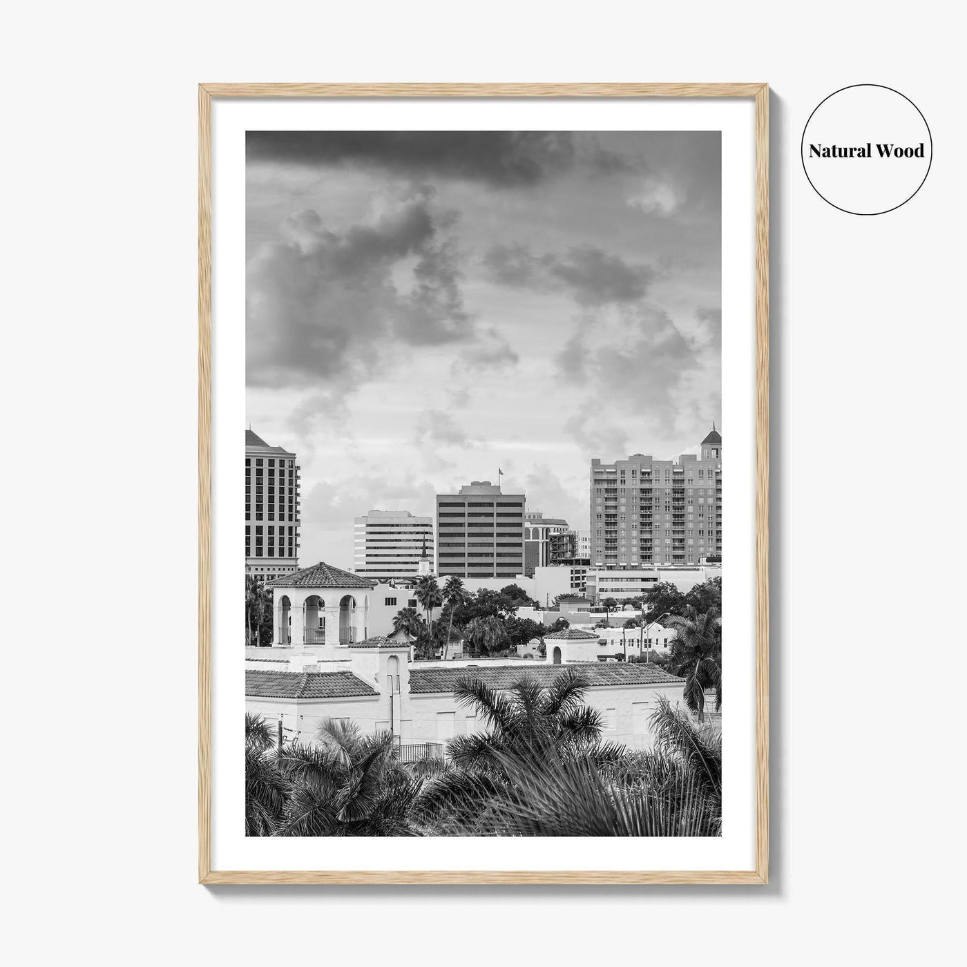 Sarasota Skyline Black and White Fine Art Photo Print, Florida Wall Decor, USA Poster