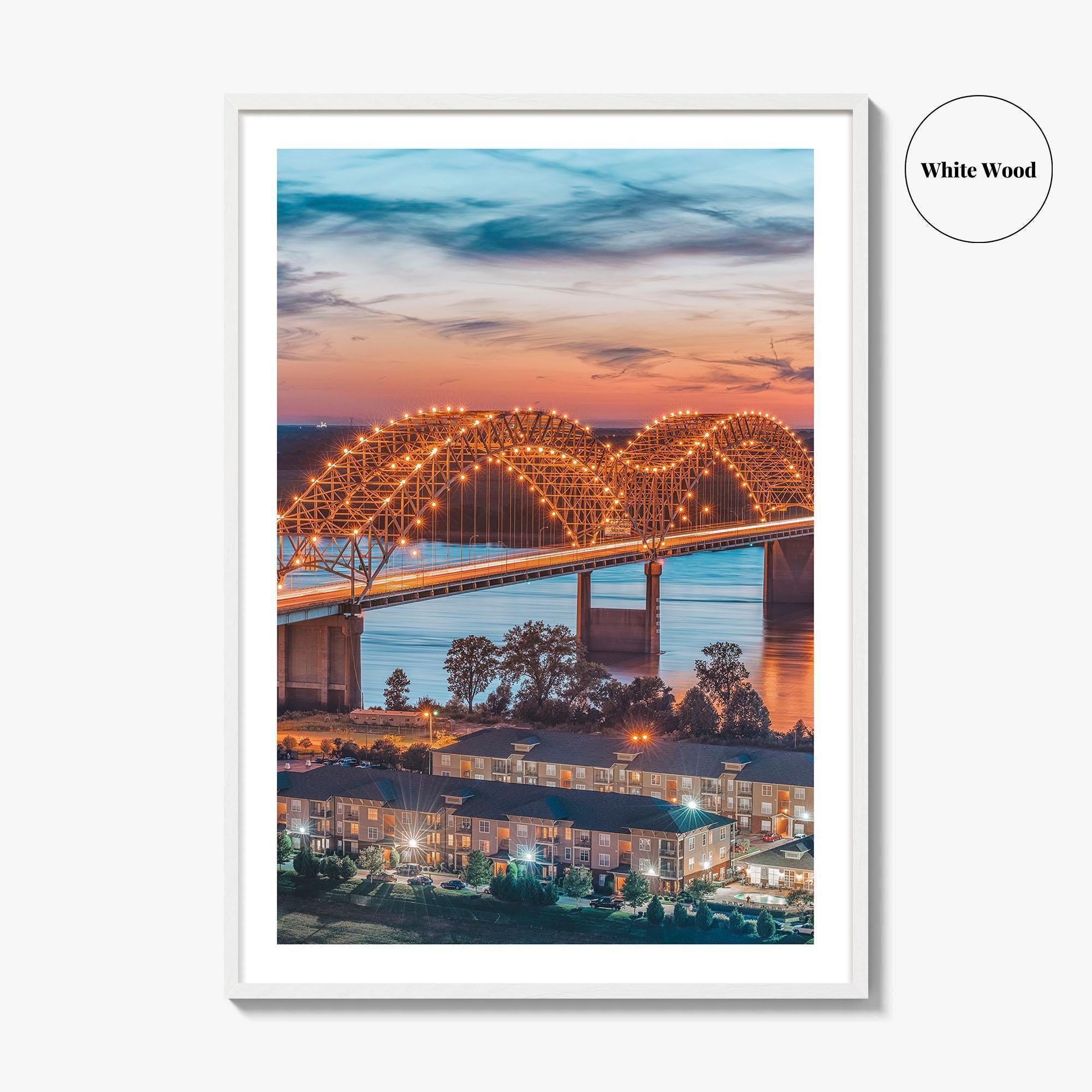 Memphis Fine Art Photo Print, Tennessee USA, Hernando de Soto Bridge, Wall Decor Poster
