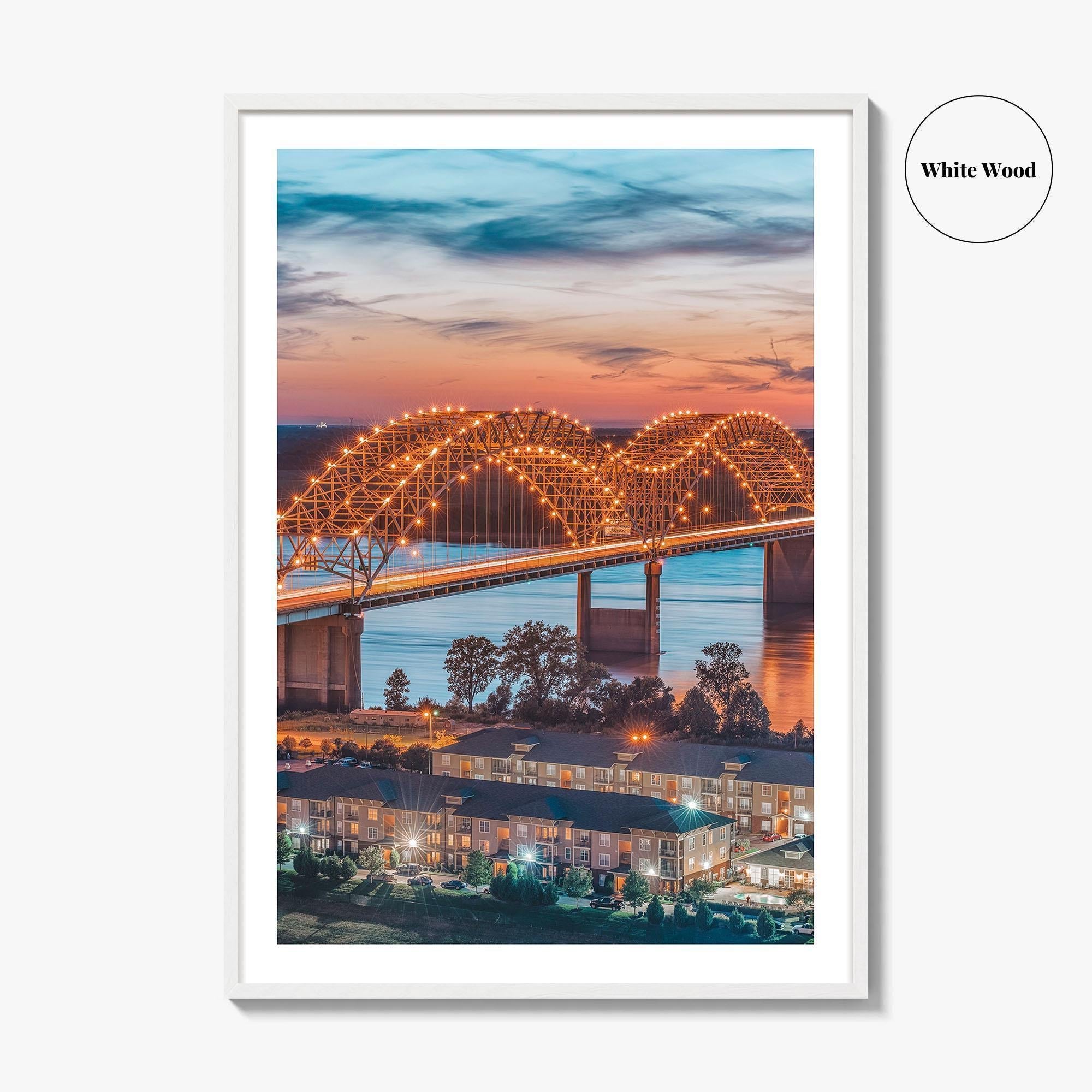 Memphis Fine Art Photo Print, Tennessee USA, Hernando de Soto Bridge, Wall Decor Poster