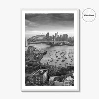 Sydney Skyline Black and White Fine Art Photo Print, Harbour Bridge Australia Poster