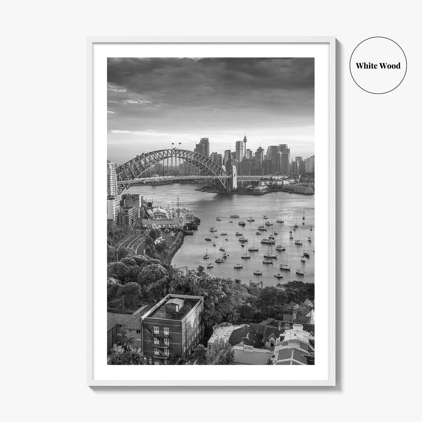 Sydney Skyline Black and White Fine Art Photo Print, Harbour Bridge Australia Poster