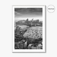 Sydney Skyline Black and White Fine Art Photo Print, Harbour Bridge Australia Poster