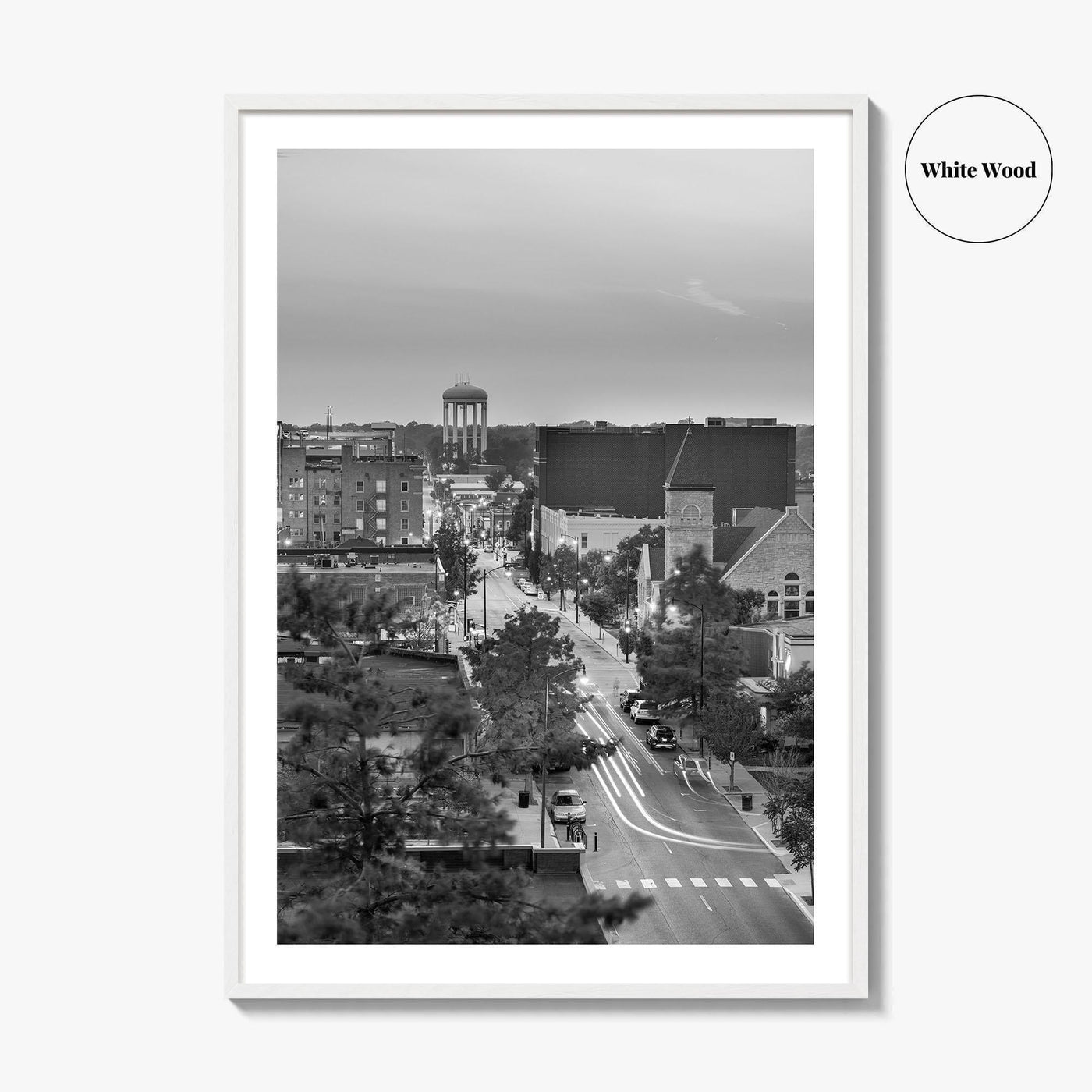 Columbia Missouri Skyline Black and White Fine Art Photo Print, Downtown, USA Poster