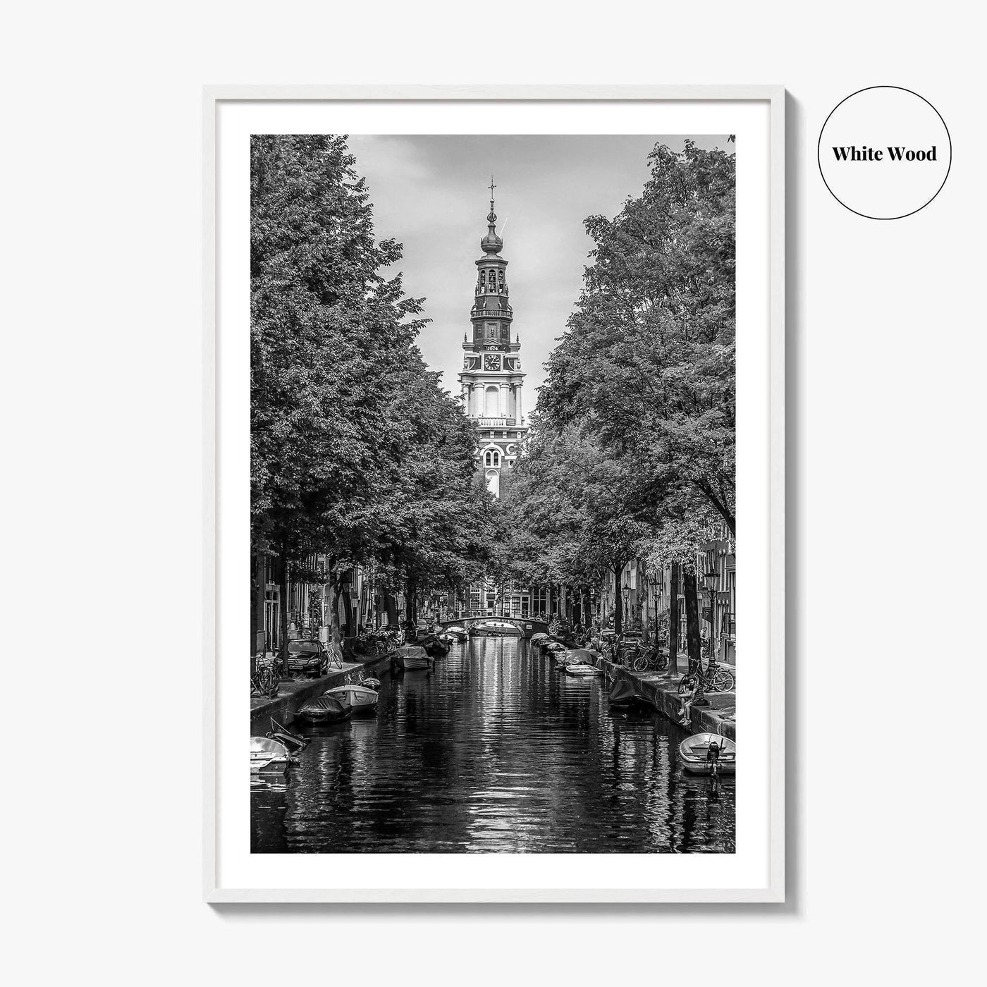 Amsterdam Black and White Fine Art Photo Print, Canals, Netherlands Holland Wall Decor Poster