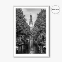 Amsterdam Black and White Fine Art Photo Print, Canals, Netherlands Holland Wall Decor Poster