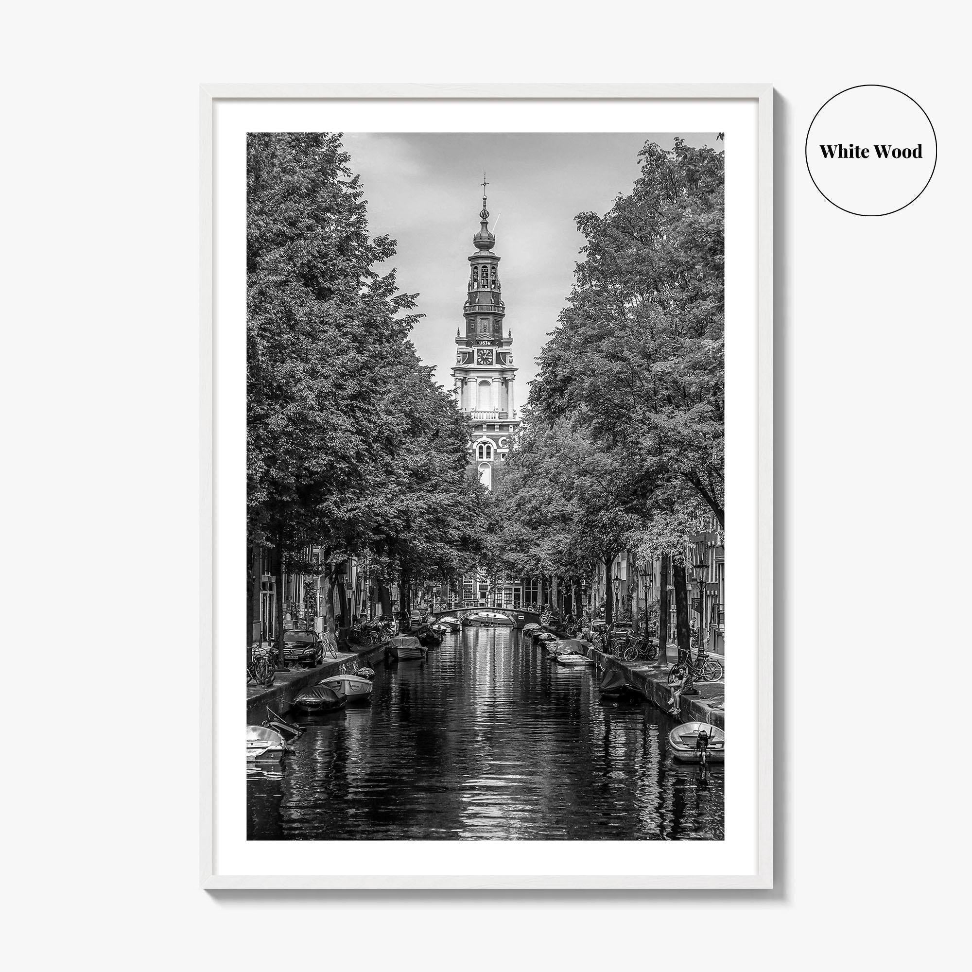 Amsterdam Black and White Fine Art Photo Print, Canals, Netherlands Holland Wall Decor Poster