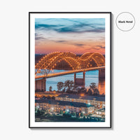 Memphis Fine Art Photo Print, Tennessee USA, Hernando de Soto Bridge, Wall Decor Poster