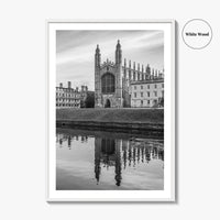 Cambridge Black and White Fine Art Photo Print, King's College Chapel, England UK Poster