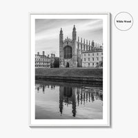 Cambridge Black and White Fine Art Photo Print, King's College Chapel, England UK Poster
