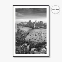 Sydney Skyline Black and White Fine Art Photo Print, Harbour Bridge Australia Poster