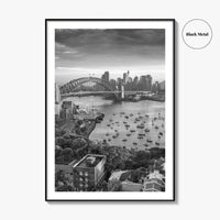 Sydney Skyline Black and White Fine Art Photo Print, Harbour Bridge Australia Poster