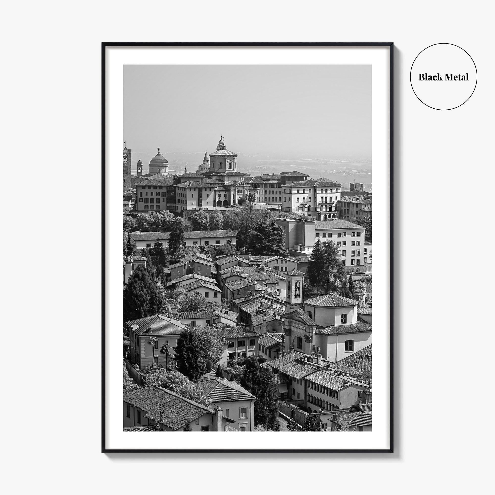 Bergamo Black and White Fine Art Photo Print, Citta Alta, Italy Wall Poster
