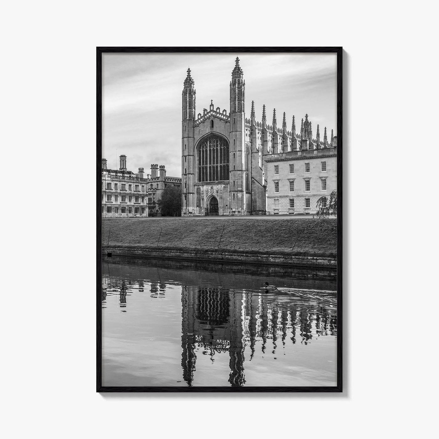 Cambridge Black and White Fine Art Photo Print, King's College Chapel, England UK Poster
