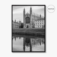 Cambridge Black and White Fine Art Photo Print, King's College Chapel, England UK Poster