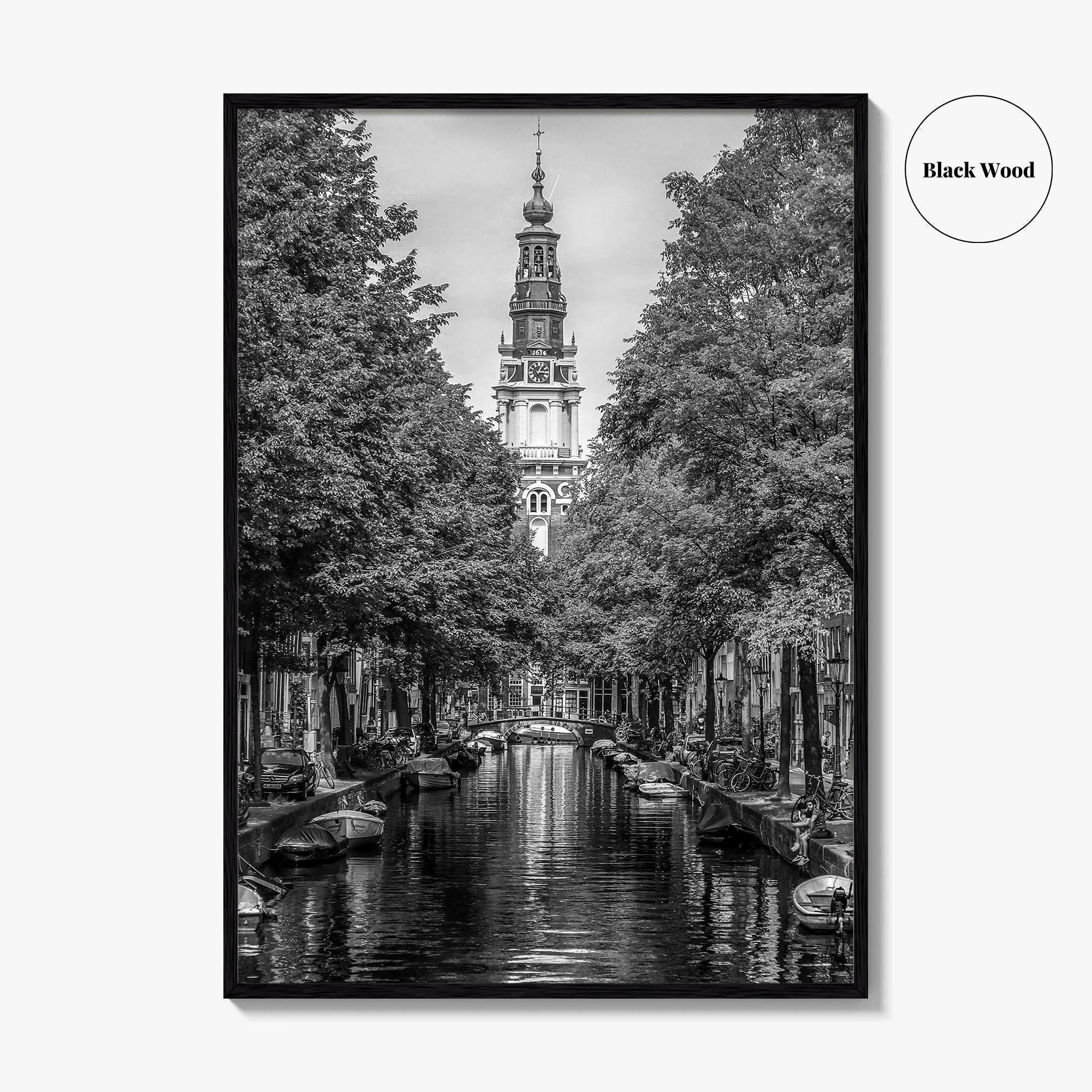 Amsterdam Black and White Fine Art Photo Print, Canals, Netherlands Holland Wall Decor Poster