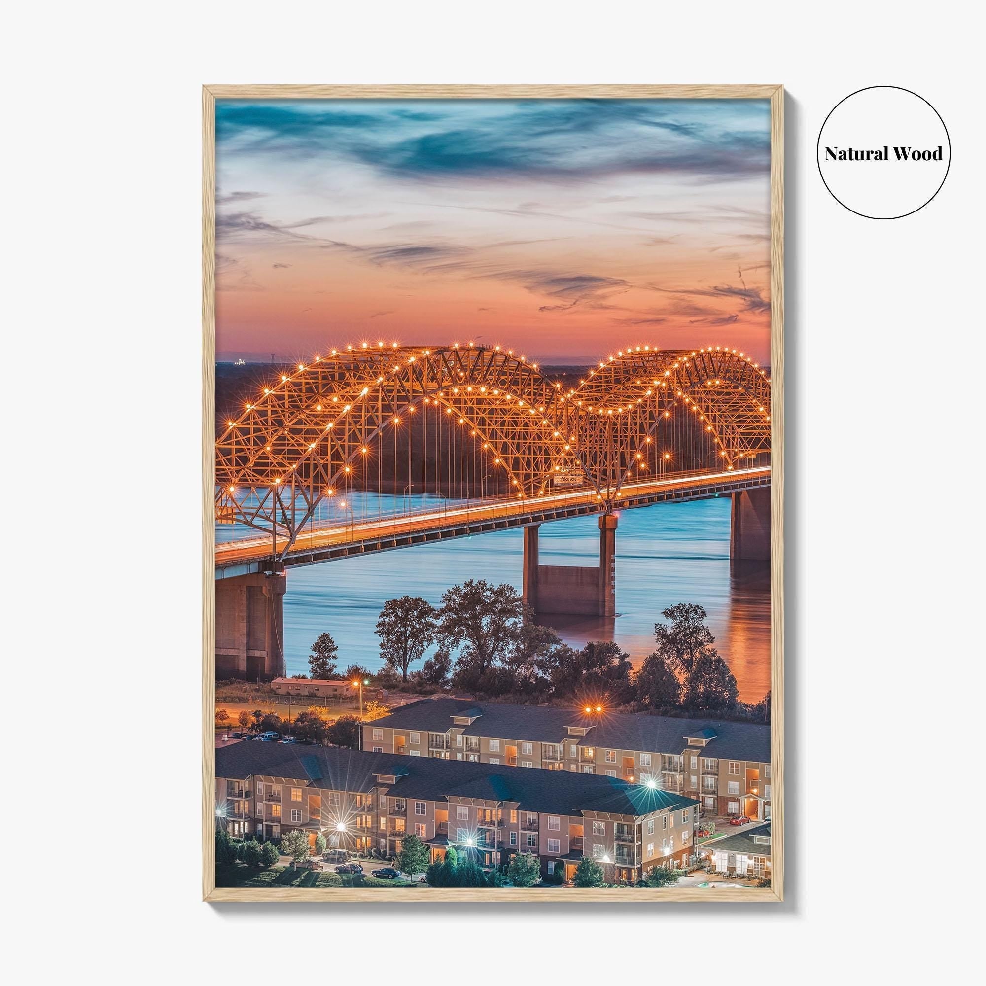 Memphis Fine Art Photo Print, Tennessee USA, Hernando de Soto Bridge, Wall Decor Poster