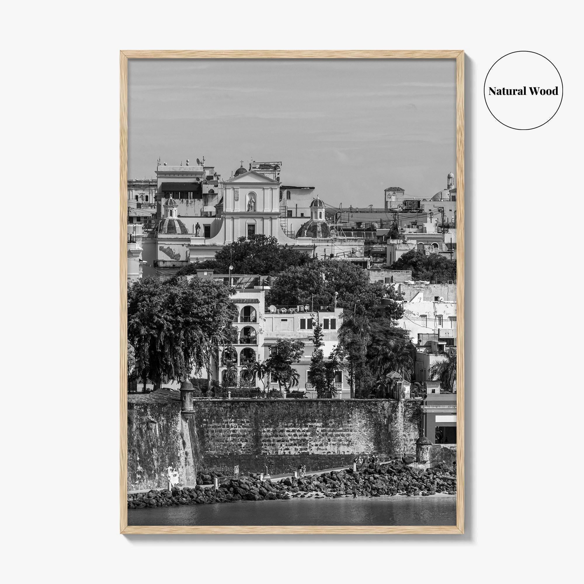 Old San Juan Black and White Fine Art Photo Print, Puerto Rico Cityscape Poster