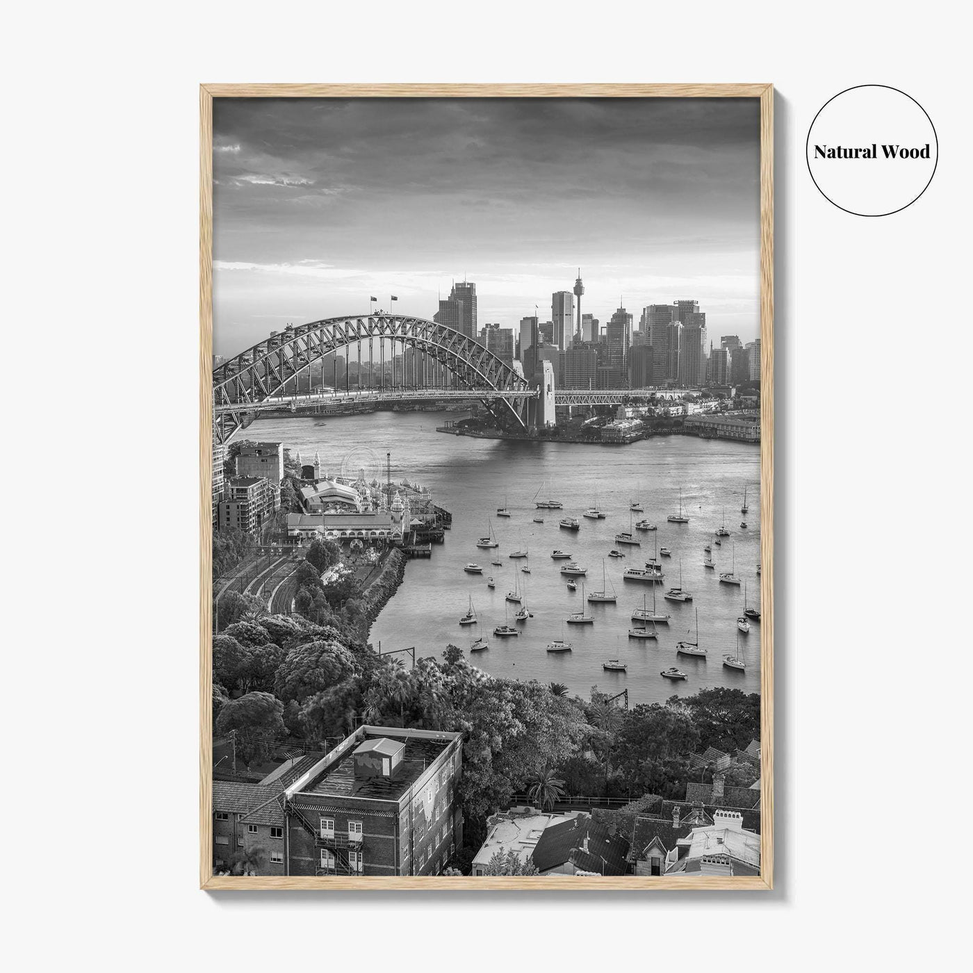 Sydney Skyline Black and White Fine Art Photo Print, Harbour Bridge Australia Poster