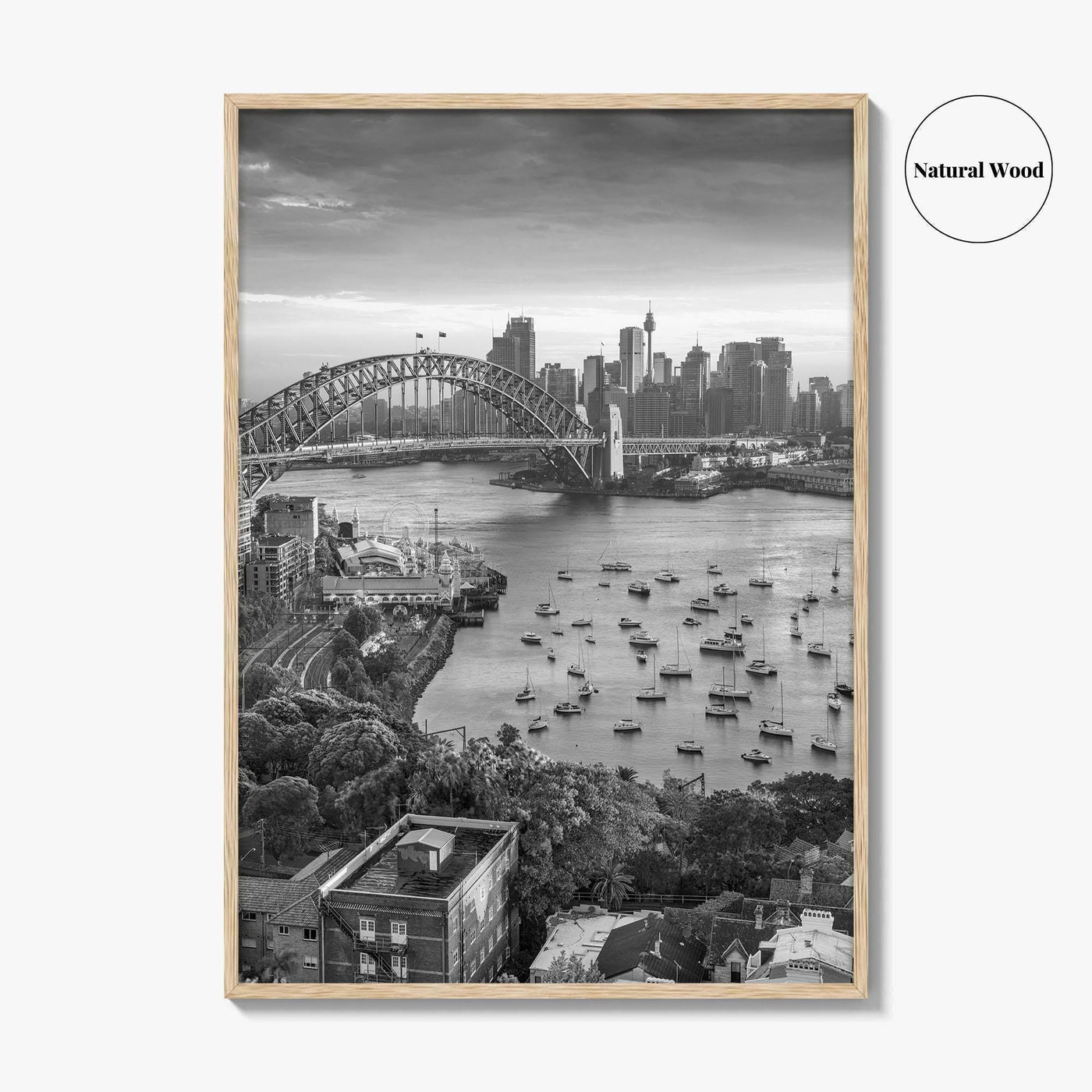 Sydney Skyline Black and White Fine Art Photo Print, Harbour Bridge Australia Poster