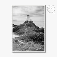 Llanddwyn Island Black and White Fine Art Photo Print, Lighthouse Anglesey Poster