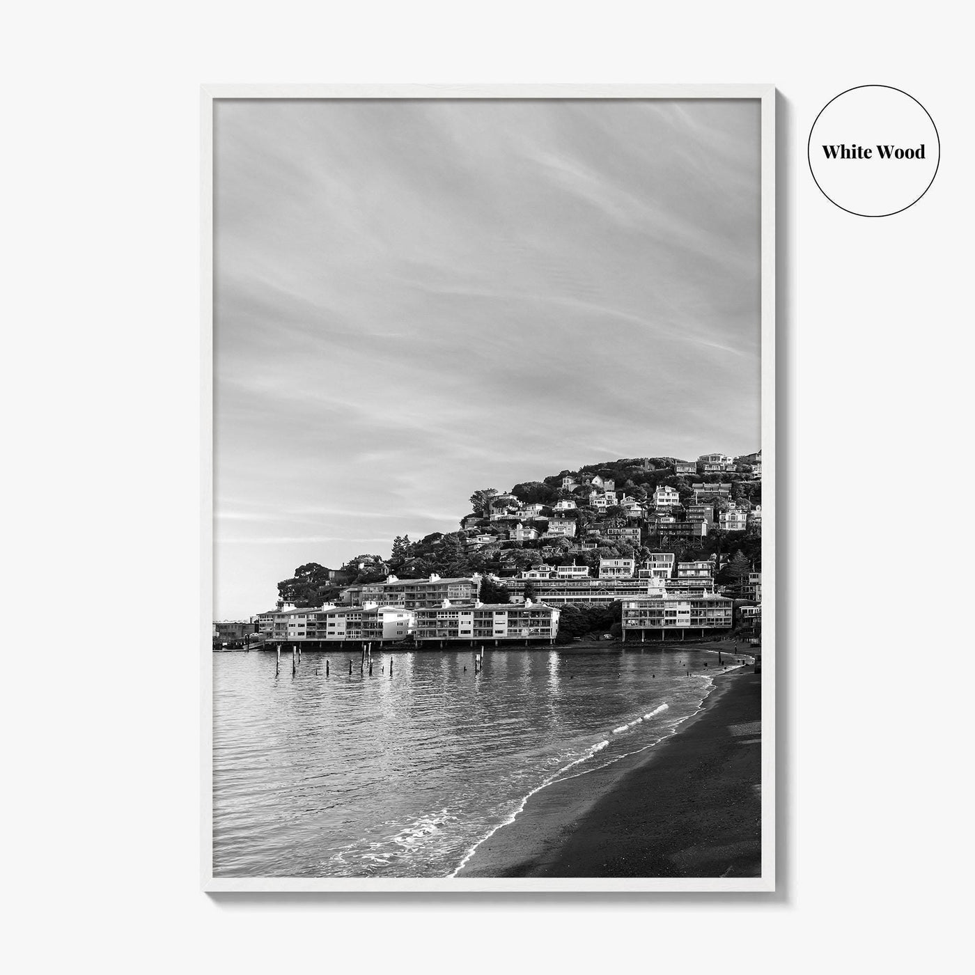 Sausalito Black and White Fine Art Photo Print, San Francisco, California, USA Poster