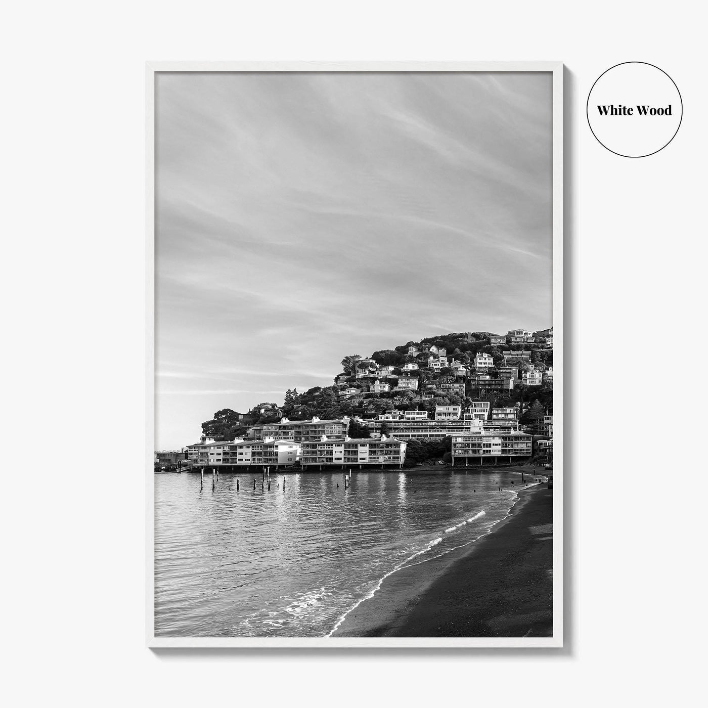 Sausalito Black and White Fine Art Photo Print, San Francisco, California, USA Poster