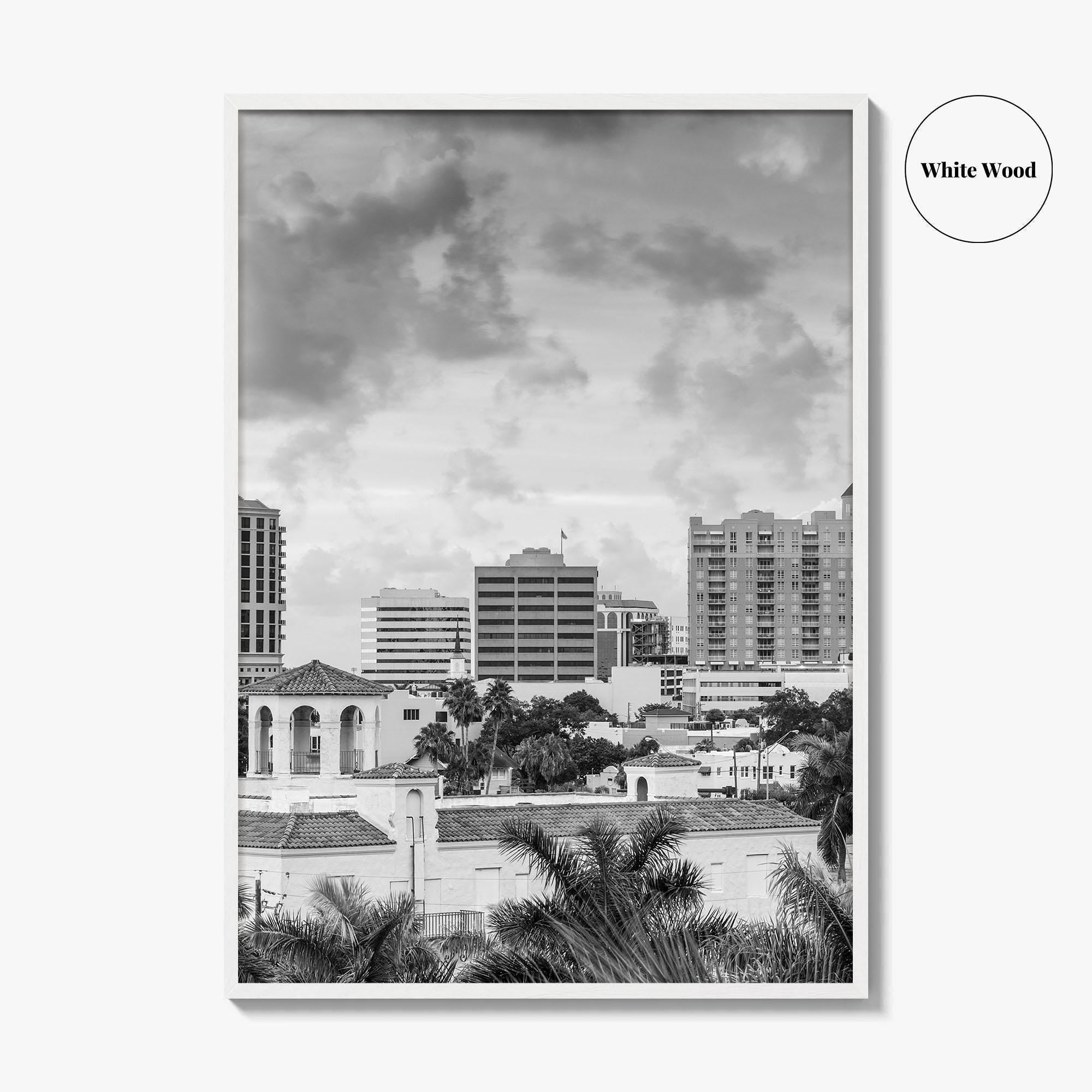 Sarasota Skyline Black and White Fine Art Photo Print, Florida Wall Decor, USA Poster