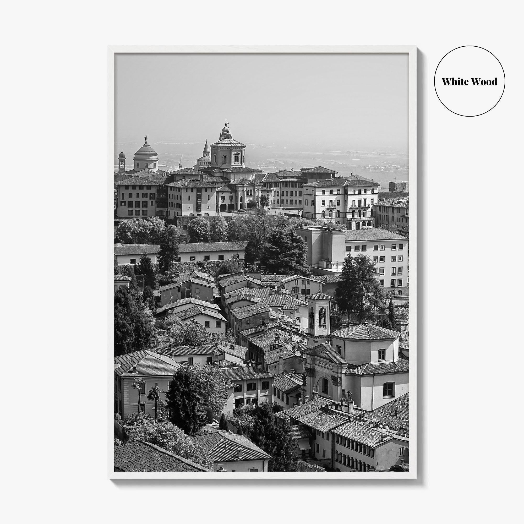 Bergamo Black and White Fine Art Photo Print, Citta Alta, Italy Wall Poster