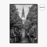 Amsterdam Black and White Fine Art Photo Print, Canals, Netherlands Holland Wall Decor Poster