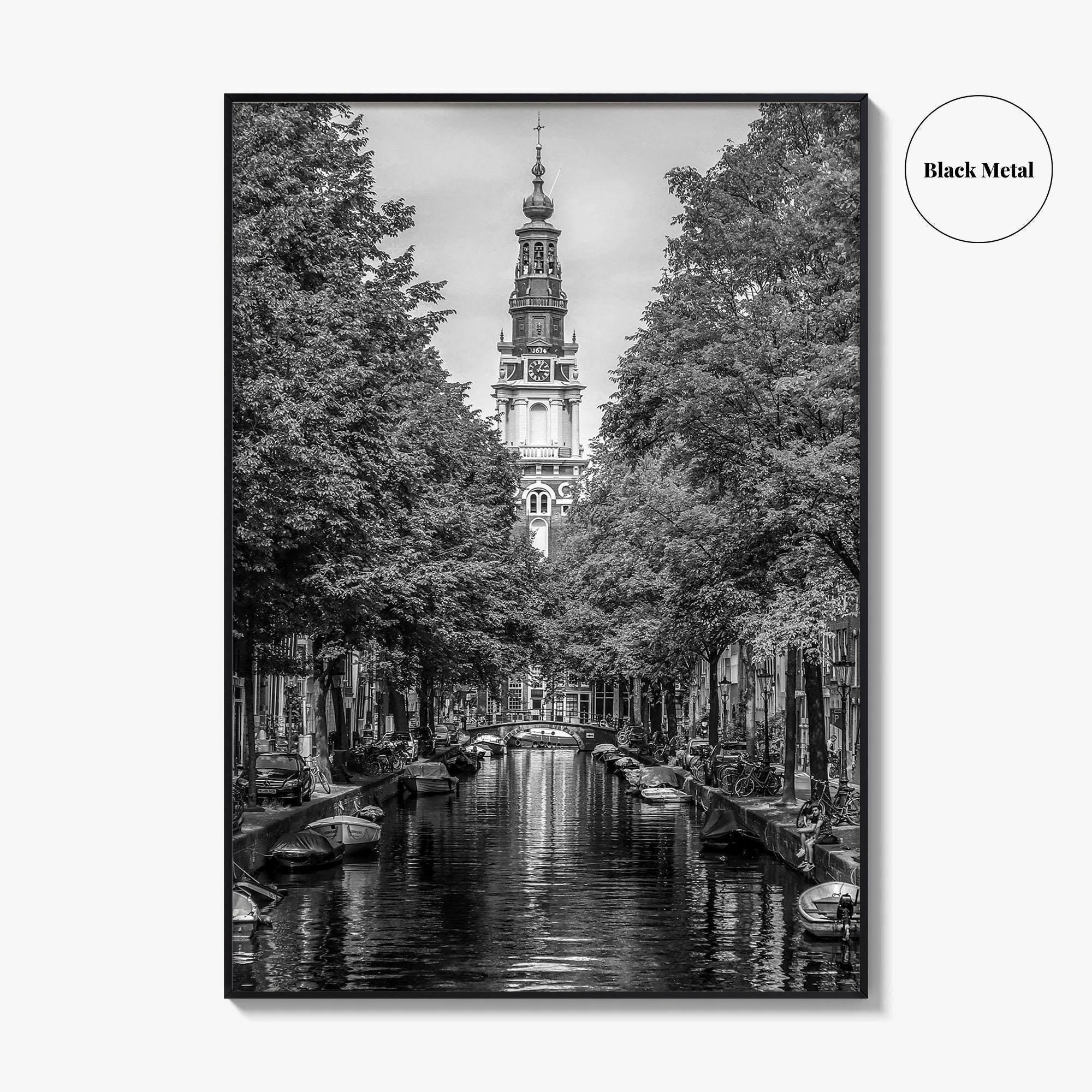 Amsterdam Black and White Fine Art Photo Print, Canals, Netherlands Holland Wall Decor Poster