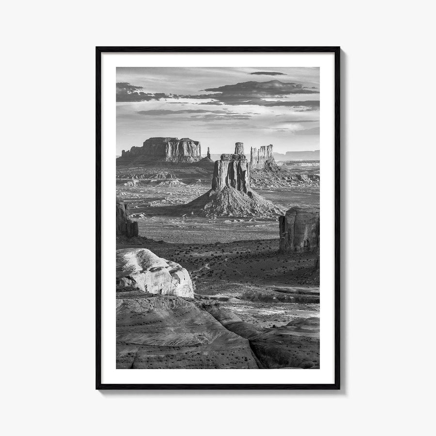 Monument Valley Black and White Fine Art Photo Print, Hunts Mesa Arizona Poster