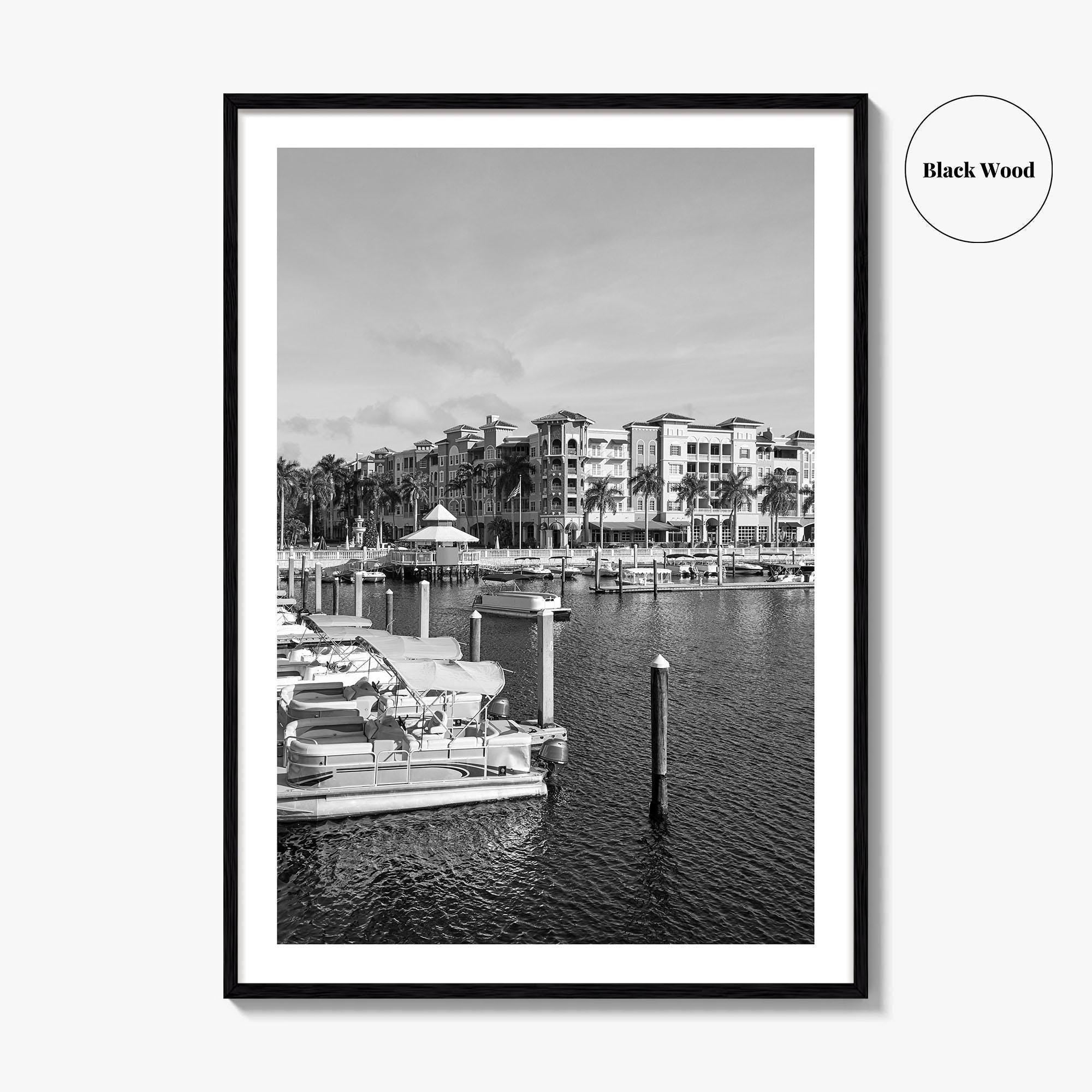 Naples Florida Black and White Fine Art Photo Print, Tamiami Trail Marina Poster