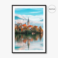 Lake Bled Fine Art Photo Print, Slovenia Poster, Blejsko Jezero, Julian Alps, Island Church