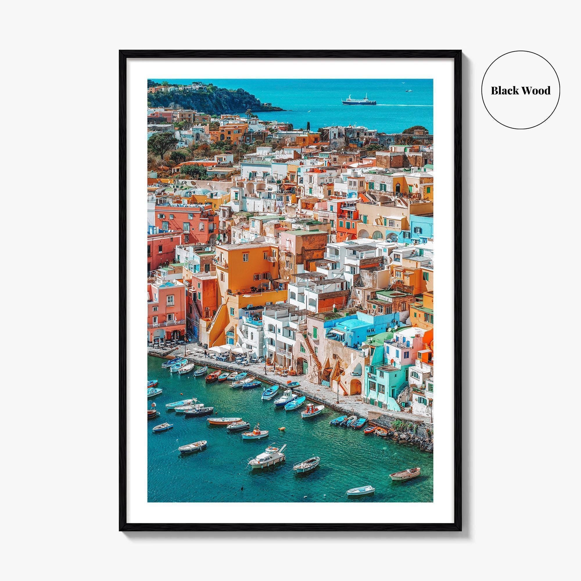 Naples Italy Fine Art Photo Print, Procida Island Old Town Port, Wall Poster