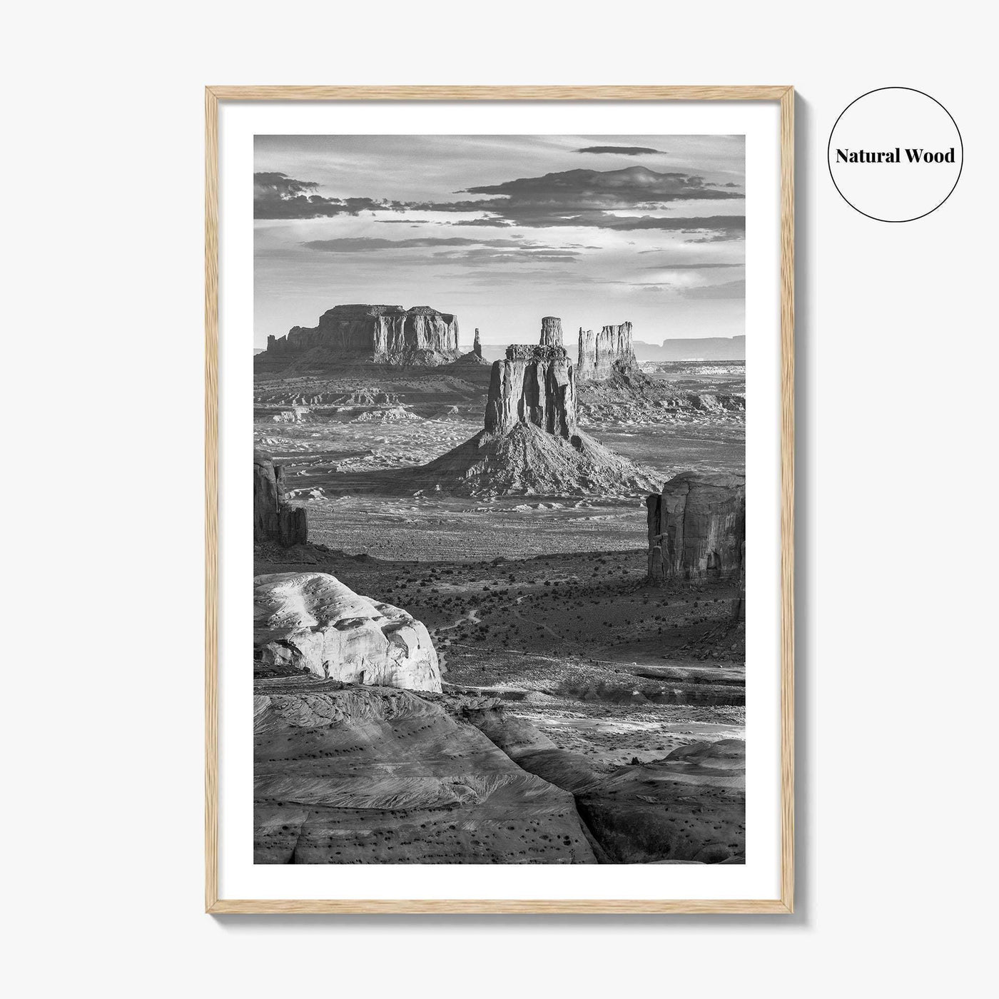 Monument Valley Black and White Fine Art Photo Print, Hunts Mesa Arizona Poster