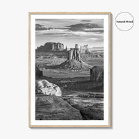 Monument Valley Black and White Fine Art Photo Print, Hunts Mesa Arizona Poster
