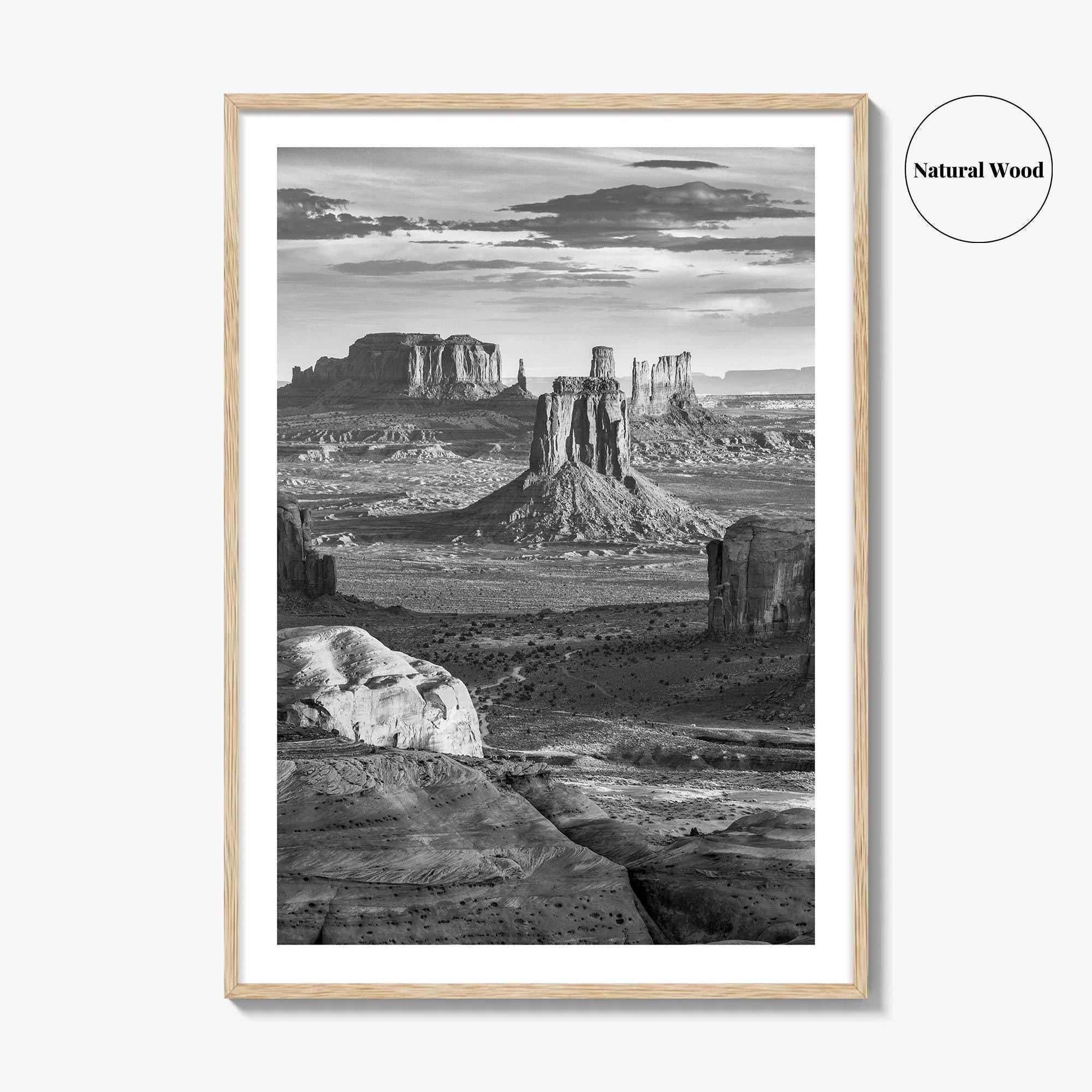 Monument Valley Black and White Fine Art Photo Print, Hunts Mesa Arizona Poster