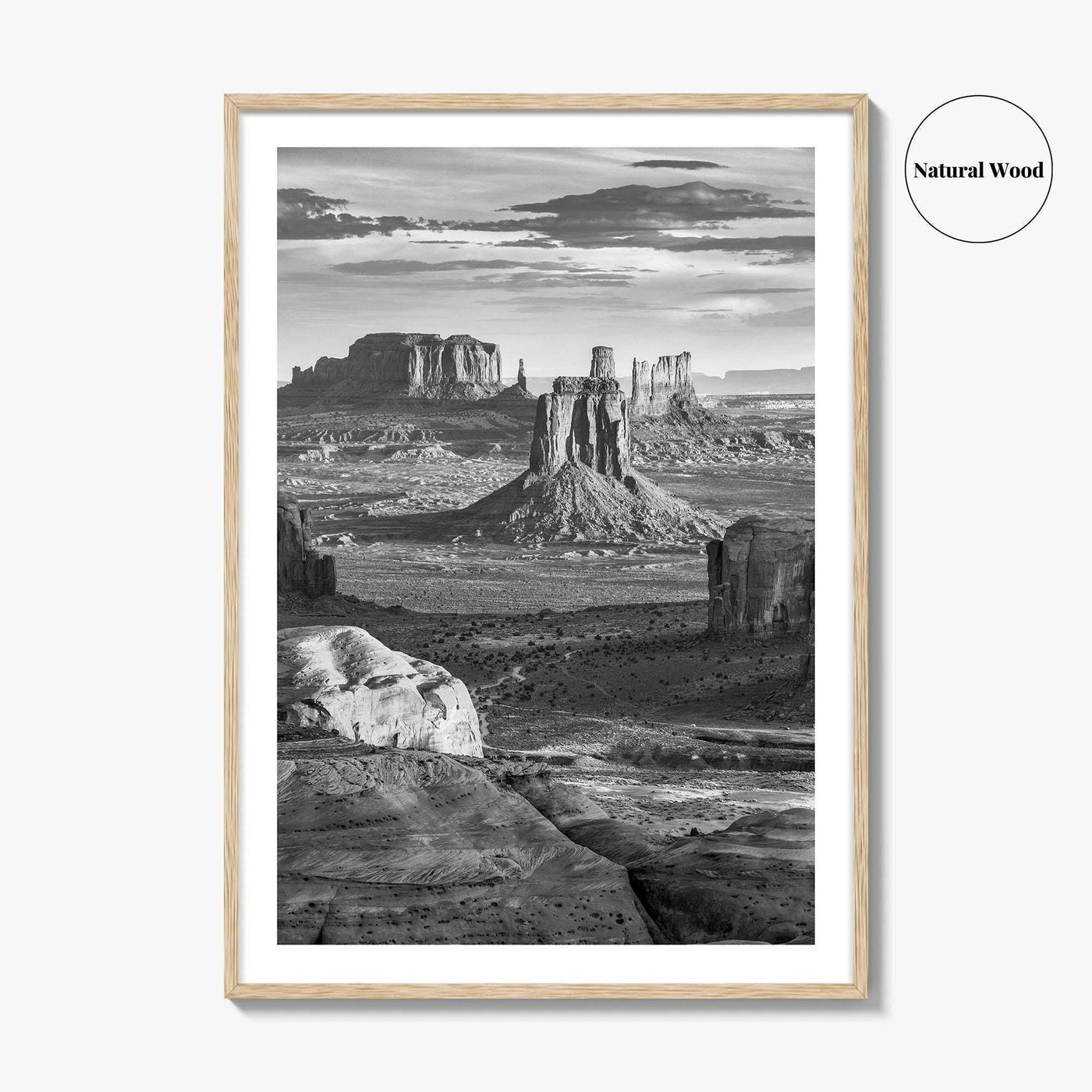 Monument Valley Black and White Fine Art Photo Print, Hunts Mesa Arizona Poster