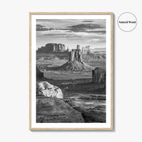 Monument Valley Black and White Fine Art Photo Print, Hunts Mesa Arizona Poster