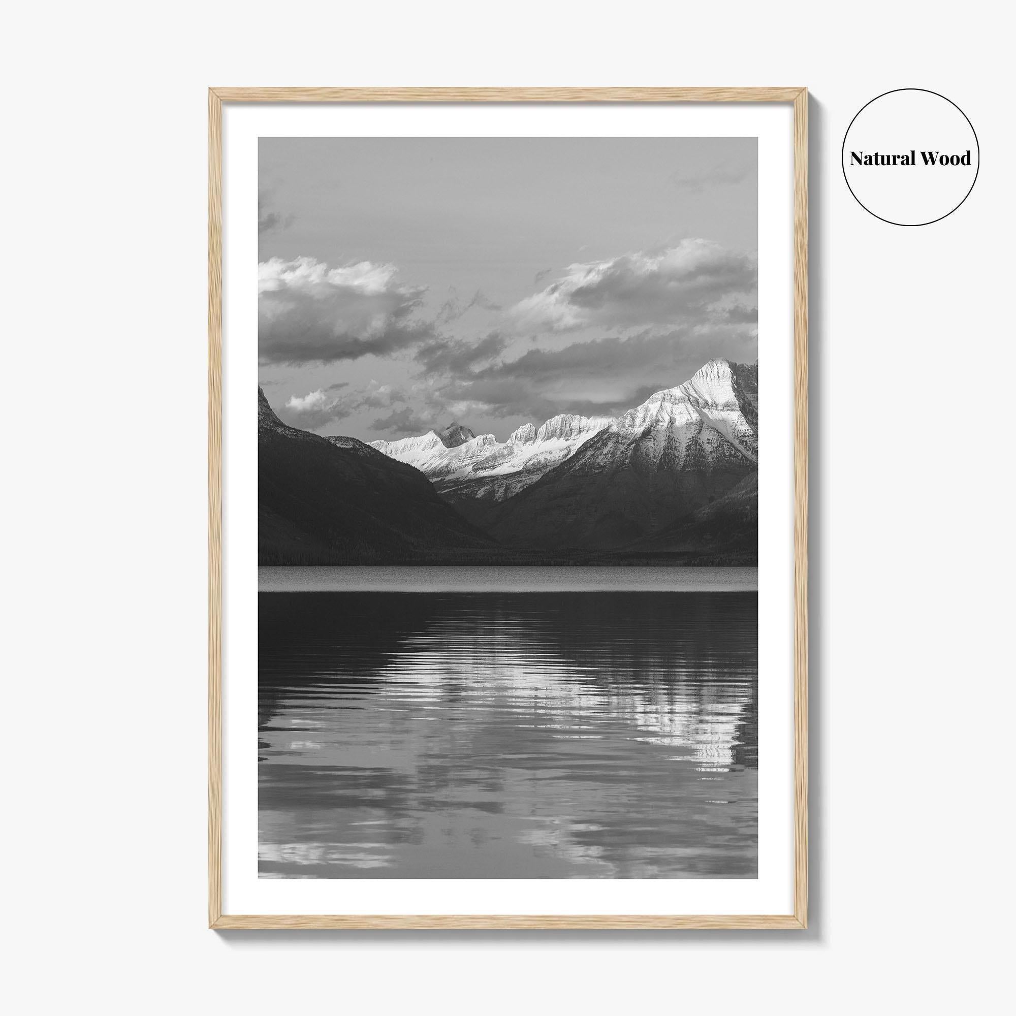 Glacier National Park Black and White Fine Art Photo Print, Montana Wall Poster, USA