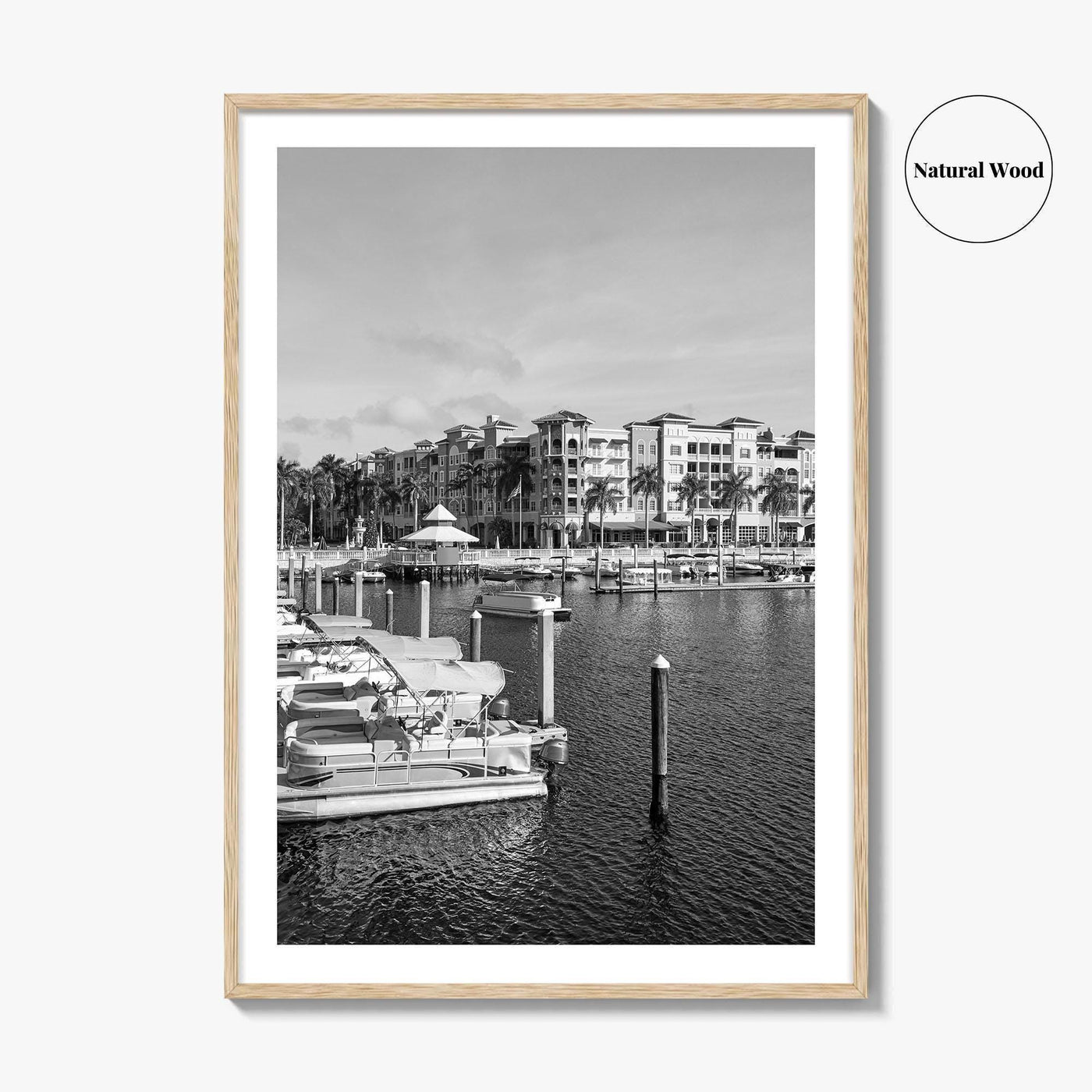 Naples Florida Black and White Fine Art Photo Print, Tamiami Trail Marina Poster
