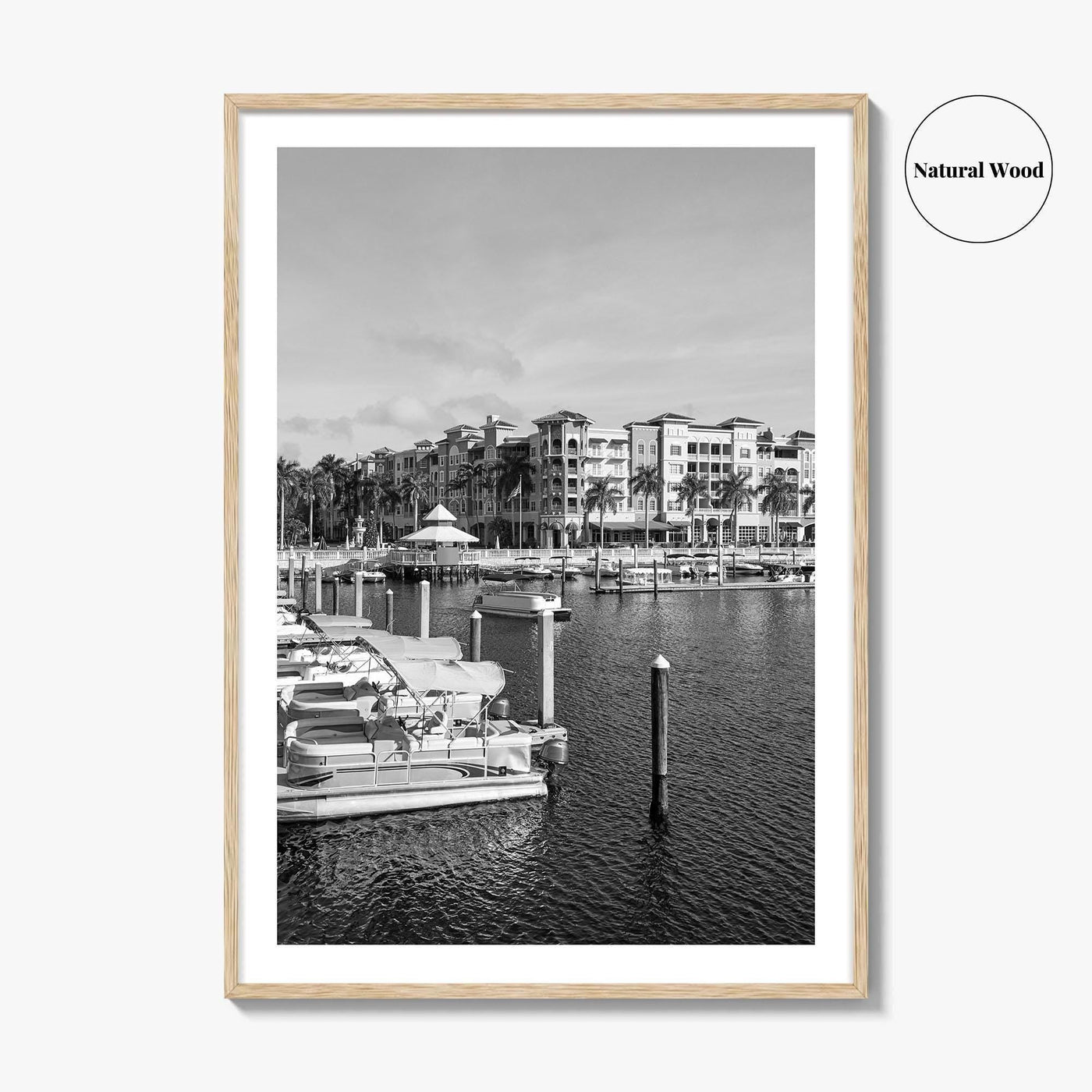 Naples Florida Black and White Fine Art Photo Print, Tamiami Trail Marina Poster