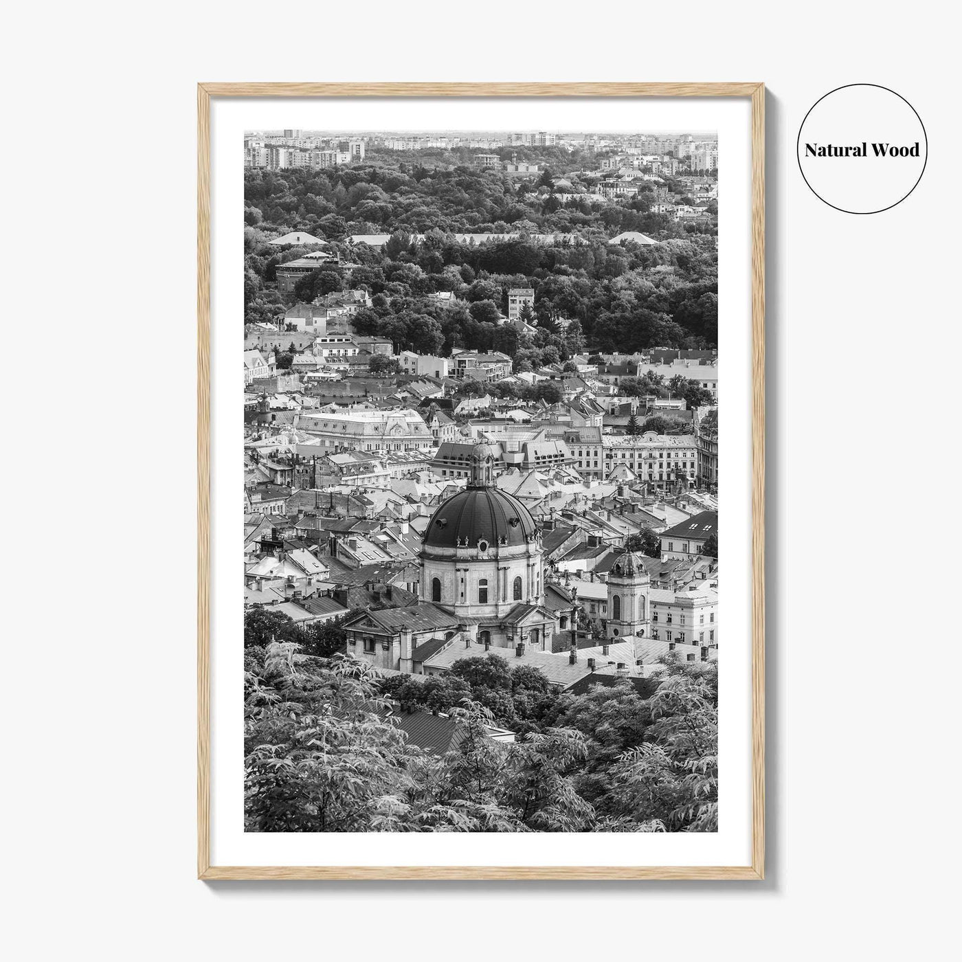 Lviv Black and White Fine Art Photo Print, Historic City Center, Ukraine Poster