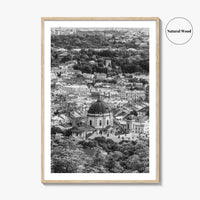 Lviv Black and White Fine Art Photo Print, Historic City Center, Ukraine Poster